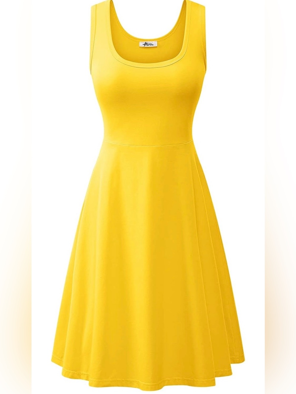 Herou Yellow Sleeveless Fit & Flare A-Line Dress Plus Size 2XL